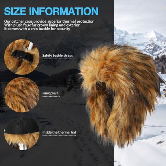 Y2K Faux Fur Trapper Hat Cozy Winter Fuzzy Adjustable Buckle Closure main image 4